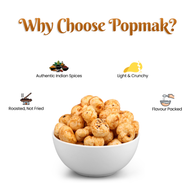 Popmak Roasted & Flavoured Makhana – Indian Spices, 80g  Crunchy | Flavourful | Guilt-Free | Healthy Snack