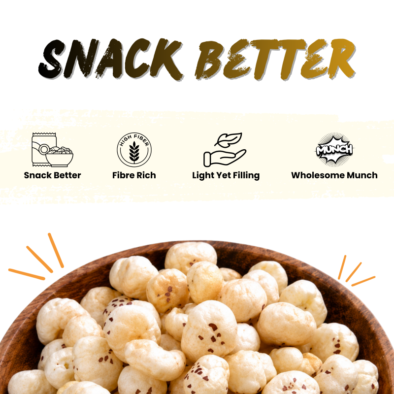 POPMAK Roasted & Flavoured Makhana – Black Pepper & Himalayan Salt (80g) | Healthy Snack | Gorgon Nuts