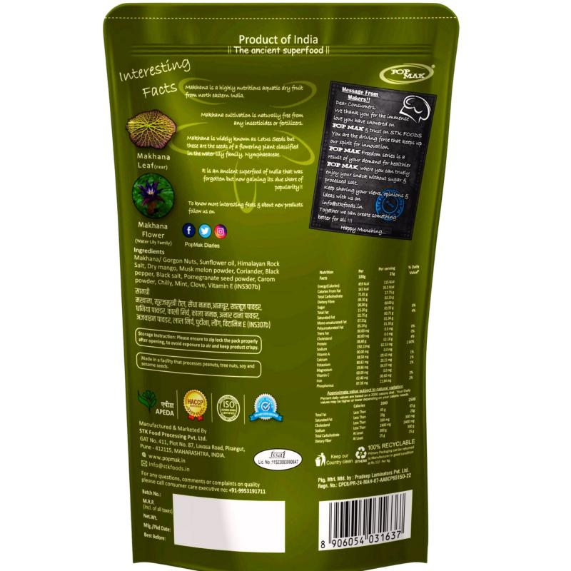 Popmak Roasted & Flavored Makhana – Mumbai Chaat (55g) Guilt-Free Healthy Snacking | Fox Nuts