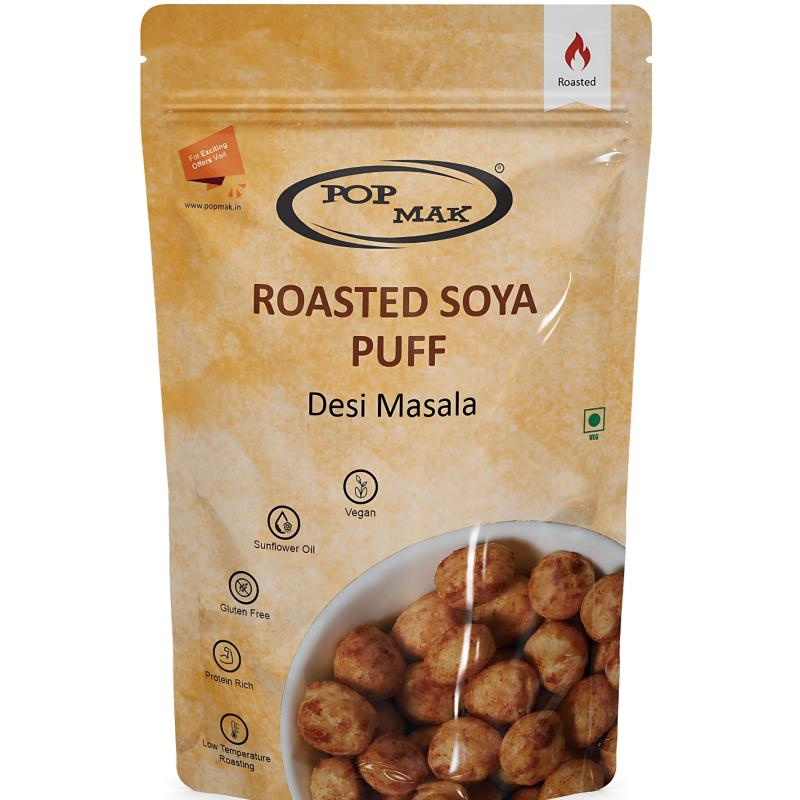 POPMAK Roasted Soya Puff – Desi Masala | Vegan | High-Protein | Gluten-Free | Healthy Snack