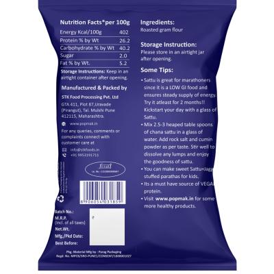 Popmak Chana Sattu Powder | 100% Natural, Gluten-Free & High Protein (500g)