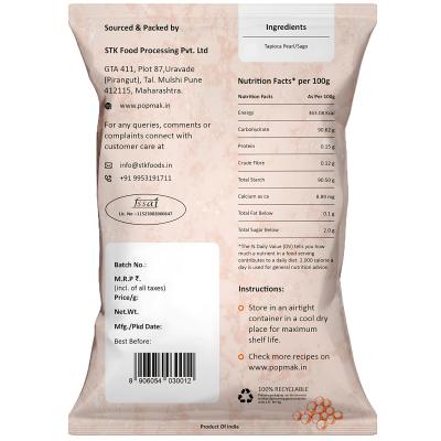 Popmak Premium 100% Natural Gluten-Free Sabudana (Tapioca Pearls / Sago) Fasting Snack– 500g Pack