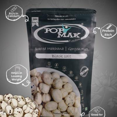 POPMAK Roasted & Flavoured Makhana – Black Salt (55g) | Guilt free, Healthy Snack | Fox Nuts