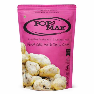 POPMAK Roasted Flavoured Makhana – Pink Salt with Desi Ghee (55g) | Healthy Snack | Fox Nuts