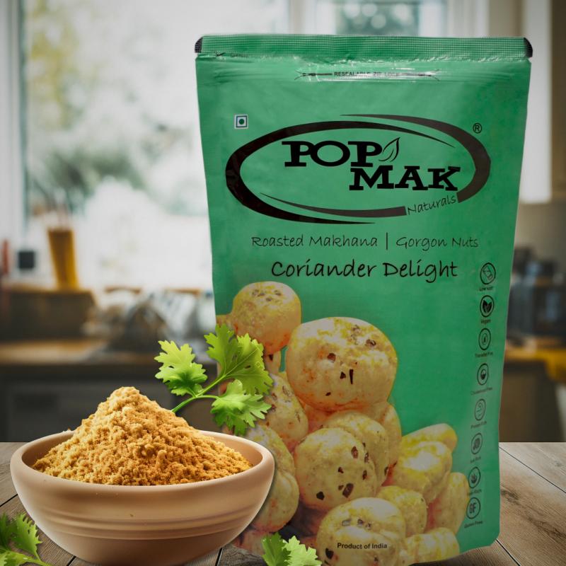 Popmak Roasted Flavoured Makhana – Coriander Delight (55g)
