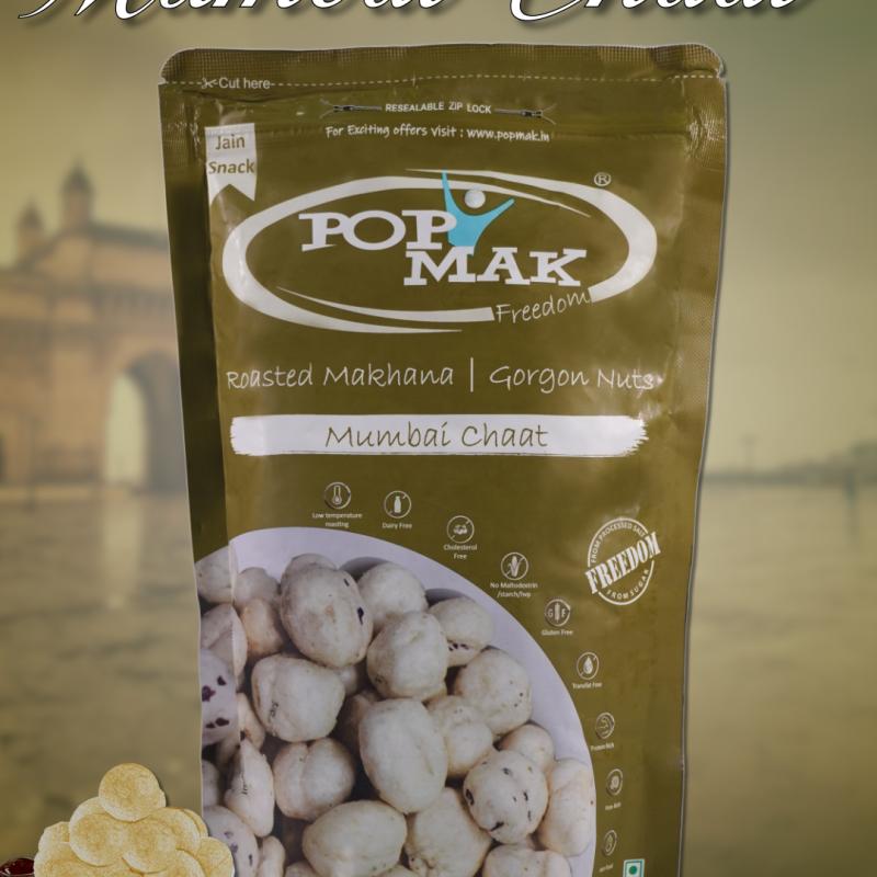 Popmak Roasted & Flavored Makhana – Mumbai Chaat (55g) Guilt-Free Healthy Snacking | Fox Nuts