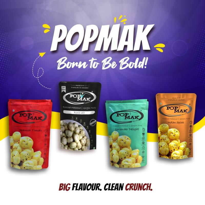 POPMAK Roasted & Flavoured Makhana – Black Pepper & Himalayan Salt (80g) | Healthy Snack | Gorgon Nuts