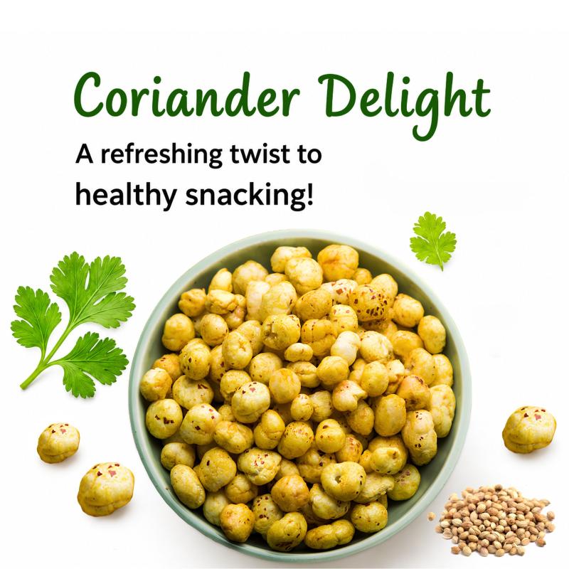 Popmak Roasted Makhana Coriander Delight | Crunchy Fox Nuts Snack | Protein & Fiber Rich | Light & Healthy Snacking | 80g