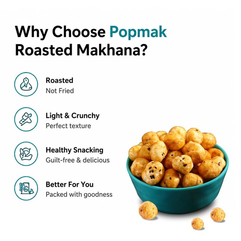 Popmak Roasted Makhana Coriander Delight | Crunchy Fox Nuts Snack | Protein & Fiber Rich | Light & Healthy Snacking | 80g